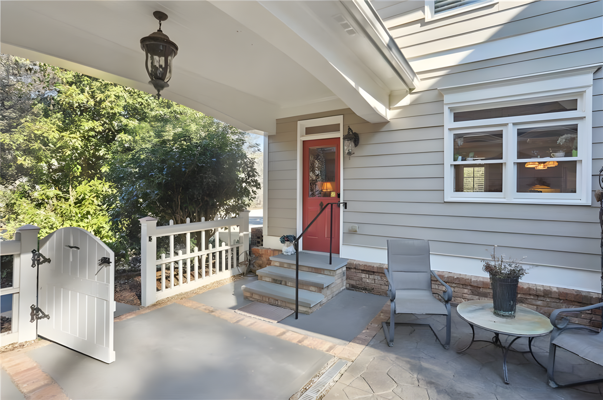 back entrance with red door