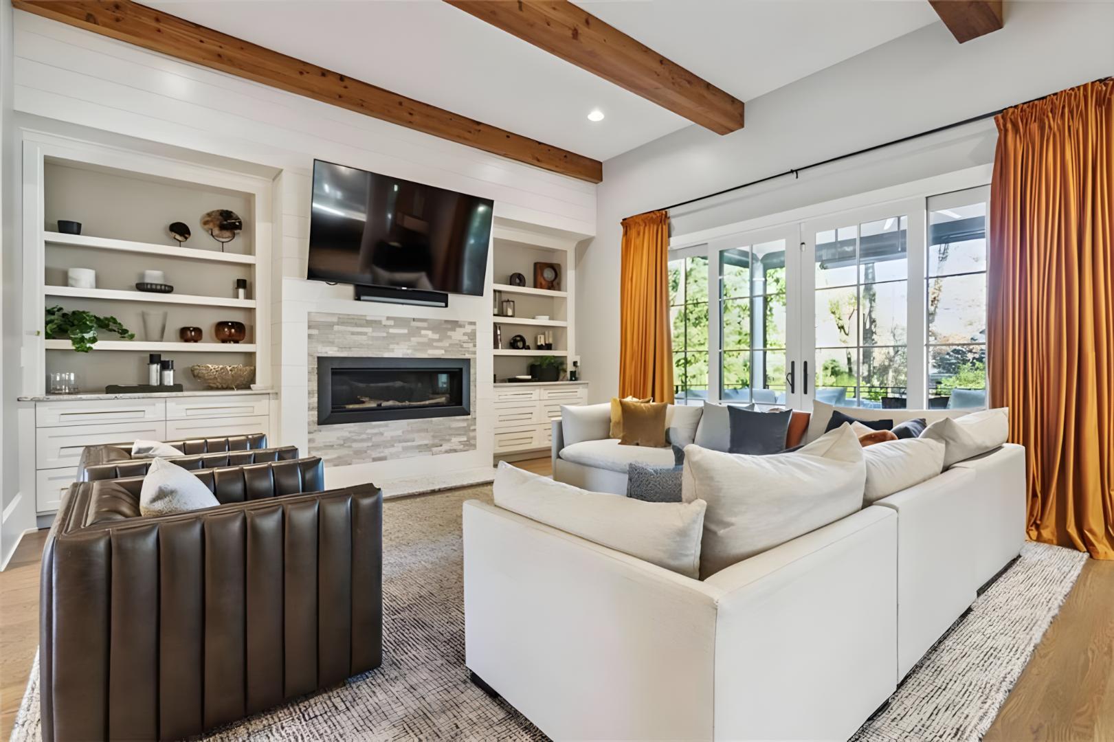 living room modern fireplace