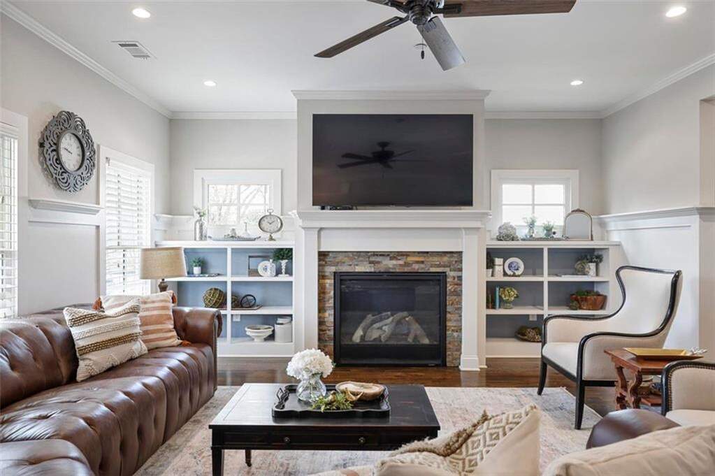 custom residence in historic Marietta district living room furnace